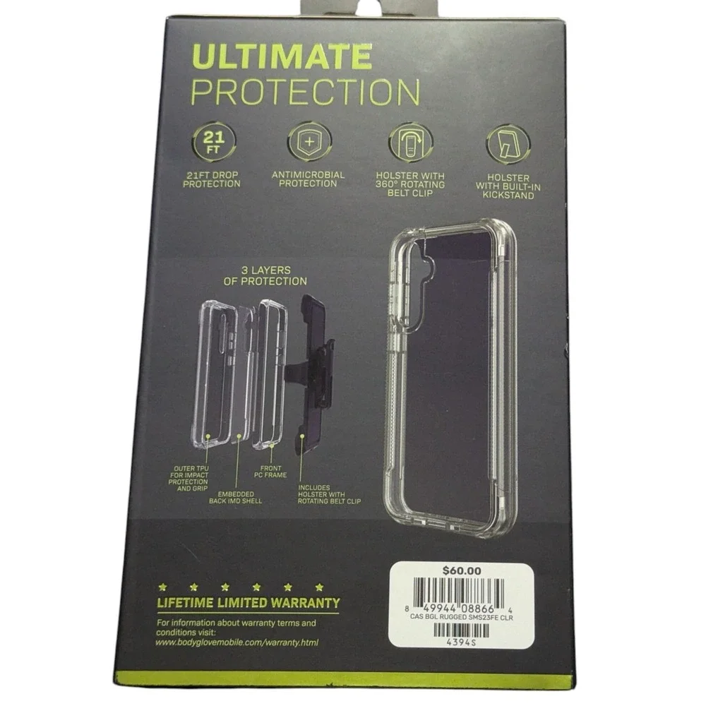 BB. Body Glove Clear Rugged Case and Holster for Samsung Galaxy S23‎ FE - Clear